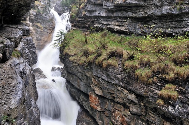 Kuhfluct - the group of three waterfalls in bavarian alps near little town Farchant