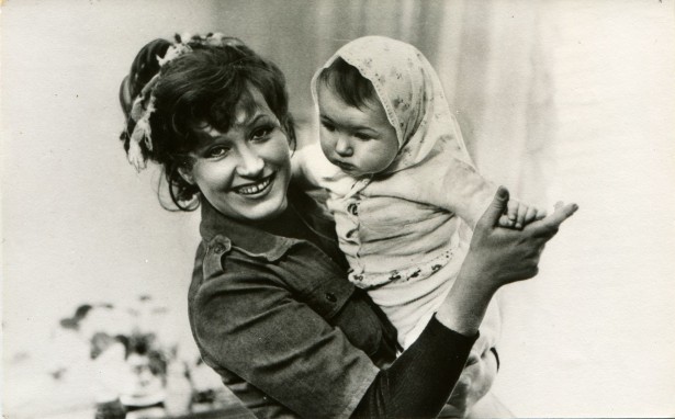 14499796 - ussr - circa 1984 postcard printed in ukraine ex-ussr shows alla pugacheva in movie zhenshchina, kotoraya poyot the woman who sings , mosfilm, 1978, circa 1984