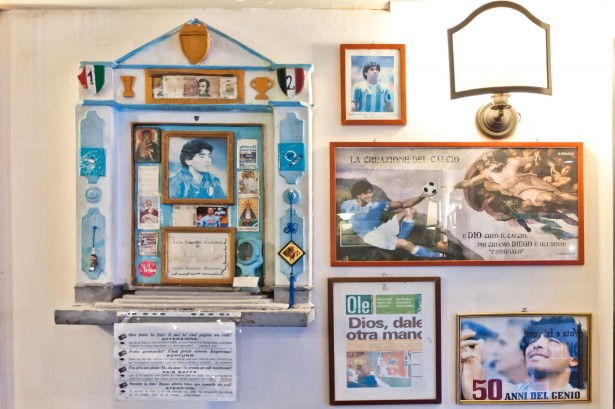 28661549 - naples, italy - january 3, 2014 tribute to maradona in typical bar, in naples, italy maradona has played in napoli football team for 8 years and is considered to be the best football player of all time