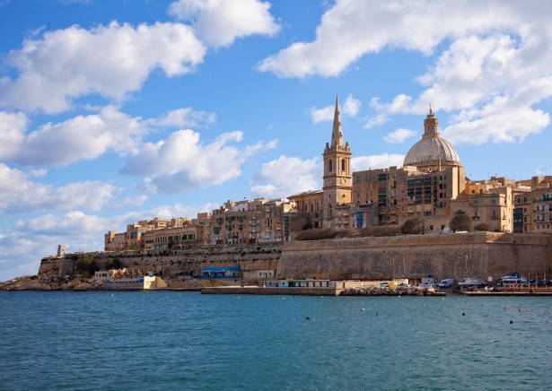 8997518 - view of valletta with our lady of mount carmel church dome, malta