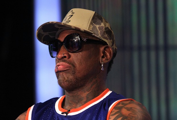 NEW YORK, NY - DECEMBER 09: Dennis Rodman Visits The FOX Business Network at FOX Studios on December 9, 2014 in New York City. (Photo by Laura Cavanaugh/Getty Images)