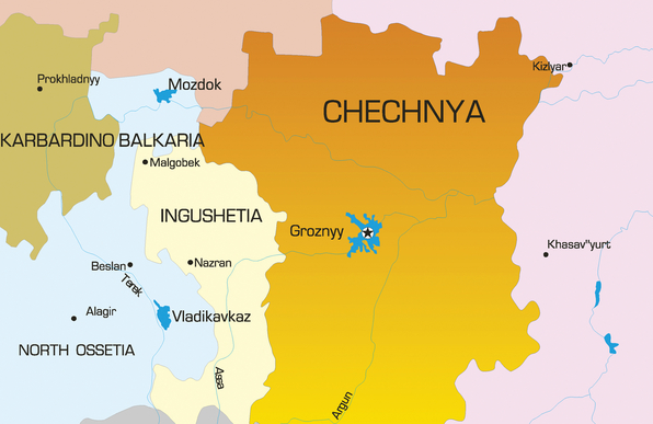 Чечня, Інгушетія на карті